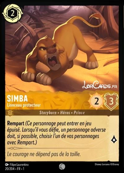 [FR] Lorcana Premier Chapitre carte 020/204 Simba « Lionceau Protecteur »