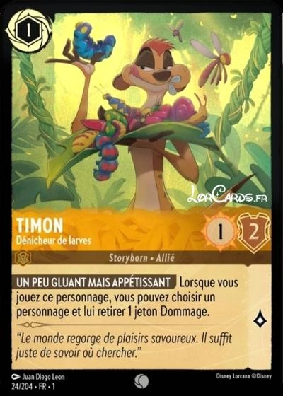 24/204 FR | Timon, Dénicheur de larves | carte Disney Lorcana (2023)